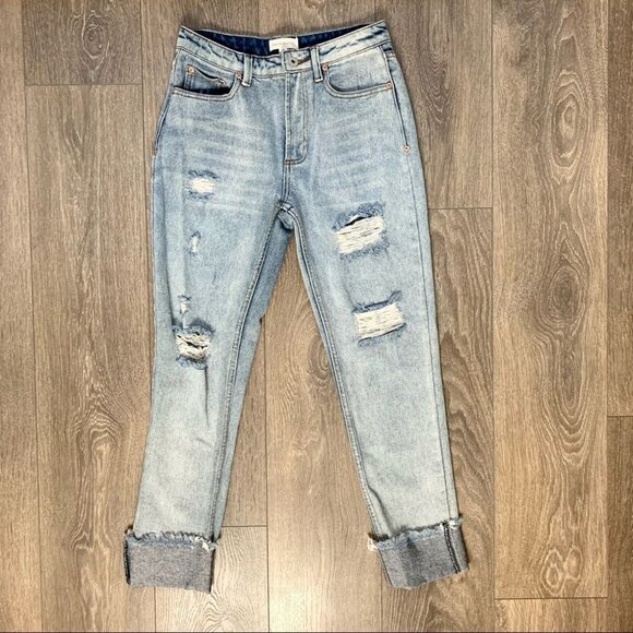 Anthropologie Dance & Marvel Distressed High Rise Waist Denim Jeans Light Wash S - Picture 4 of 11